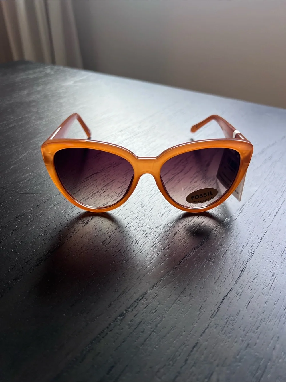 Fossil 55mm Light Brown Honey Cat Eye Sunglasses